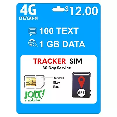 Jolt Mobile AT&T SIM Card Kit - GPS Trackers Kids Senior Pet Car 5G 4G LTE Plan • $12