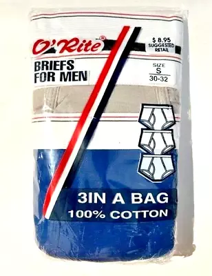 New Vintage O’RITE Mens 3pk Color Cotton Briefs Underwear Sz S Blue Grey Navy  • $19