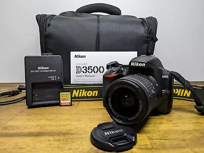 Nikon D3500 24.2MP DSLR Camera + 18-55mm VR Lens Bundle - 1267 Shutter Count! • $579