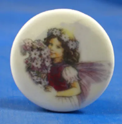 Birchcroft China Button -  Violet Fairy - One Inch Size ( 25 Mm ) • £4.95