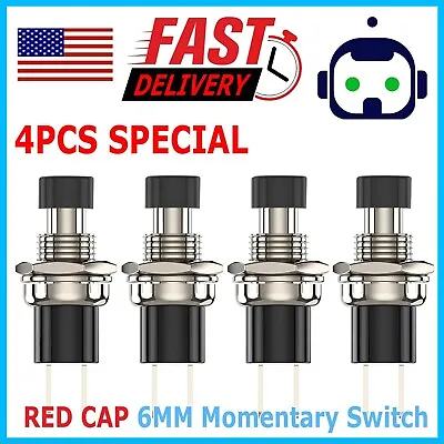 4 Pack SPST Normally Open Momentary Push Button Switch Black • $4.95