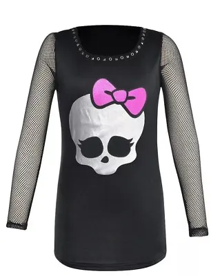 Monster High Shirt Halloween Costume Accessories Ghoul Fishnet Child Skull Tee • $9.99