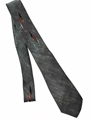 VTG Penny’s Towncraft Men’s Skinny 54.5” Necktie Dupioni Gray Silk Ribbon Accent • $9.99