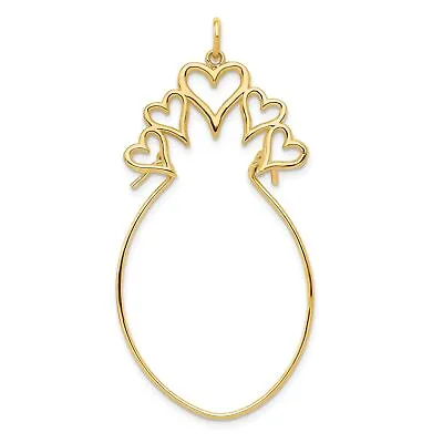 10K Yellow Gold 5 Heart Charm Holder Diamond-Cut New 30 X 25mm Jewerly • £120.16