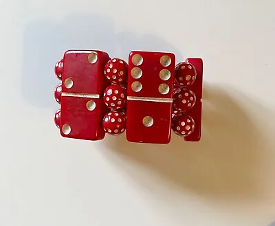 $50 • Buy Vintage Cherry Red Domino Bakelite Bead Bracelet