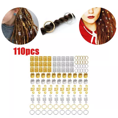 110 Style Hair Braid Coil Rings Dreadlocks Cuffs Bead Pendant Clips Accessories • £6.99