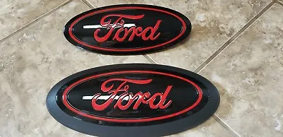 2015-20 Ford F150 Front & Rear Emblems All GLOSS BLACK AND Race Red Ford Script • $295