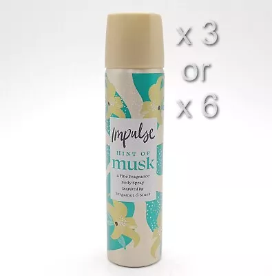 Impulse Hint Of Musk Body Spray Fragrance 75ml 3 Or 6 Pack • £9.49