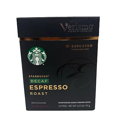 Starbucks Verismo Decaf Espresso Roast Pods 12 Count Box Dark Roast • $21.99