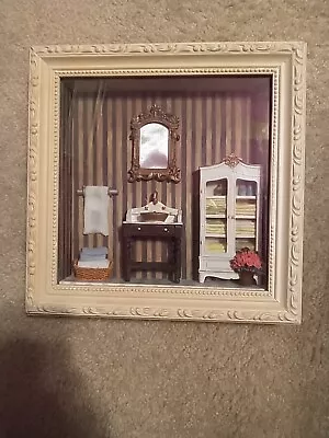 Vintage Dollhouse Shadow Box Victorian Bathroom • $44.99