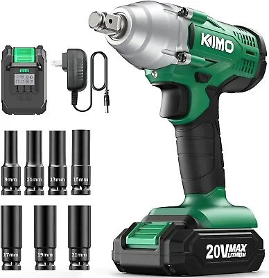 KIMO 20V Cordless Impact Wrench 1/2 Inch 2000 In-Lbs Torque 3400 IPM Impact Gun • $59.95