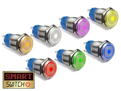 19mm Angel Eye® Dot SPST Stainless Steel Push Button LED Metal Switch AE19 • £3.99