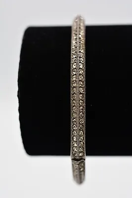 Nadri Bangle Bracelet Pave Gunmetal Rhinestone Crystal Gray Shiny Signed Bin5 • $35.96