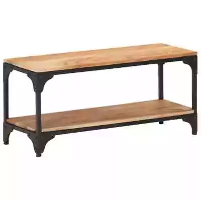 Coffee Table Vintage Storage Shelf Metal Frame Black Solid Wood Acacia VidaXL • $158.99