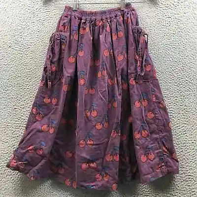 Jelly Mallow Midi Skirt Girls Youth 12-13Y Elastic Lined Cherry Print Purple • $20.99