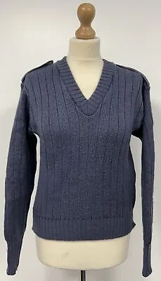 British Military Issue RAF Royal Air Force Woman's V-Neck Wool Jumper Size 2 • £19.95