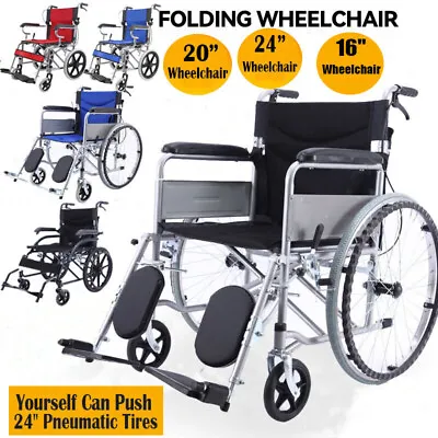 ✅20 /24 Fold Manual Wheelchair Aluminium Elderly And Disabled ✅Lifetime Warrany✅ • $154.89