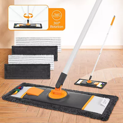 18inch Microfiber Floor Mop Dry & Wet Home Floor Cleaning Flat Mops 2-16 Pads • $19.09