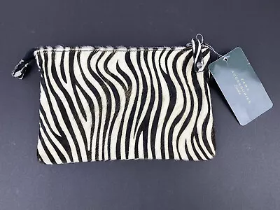 Zara Accesories Leather Zebra Print Clutch Bag NWT • $25