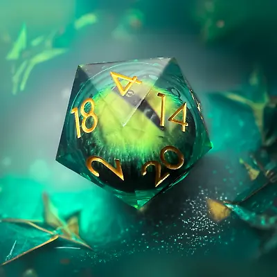 Green Dragon Cat Eye Giant D20 Dice For D&D Pathfinder • $27.99