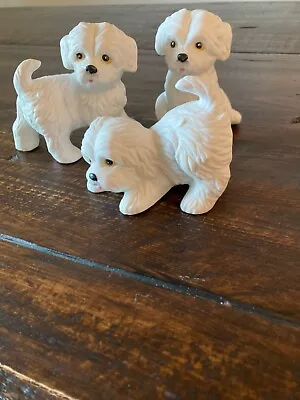 Homco Dog Figurines Maltese Westies Vintage Homco 1411 White Set Of 3 FUN CUTE • $20