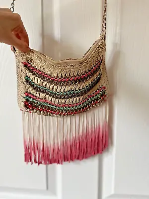 £15 • Buy Accessorize Bag Boho Hippie Pink Ombre Fringe Bag - Chain Handle