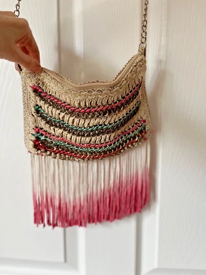£15 • Buy Accessorize Bag Boho Hippie Pink Ombre Fringe Bag - Chain Handle