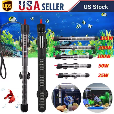 US Aquarium Water Heater 100W-200-300W Submersible Fish Tank Thermostat Heating • $10.44