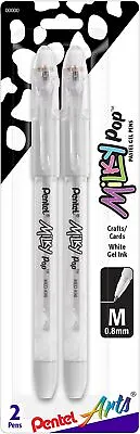Pentel Arts Milky Pop Pastel Gel Pen 0.8mm Medium Line White Ink Pack Of 2 • $9.19