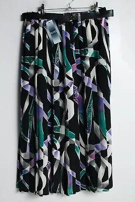 Saloos Womens Vintage 90s Patterned Chiffon Skirt With Belt - NEW - Size 16 (e65 • £4.50