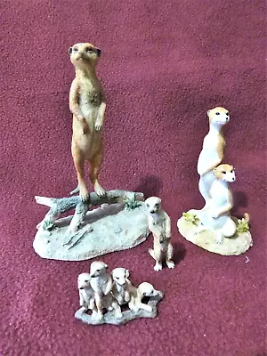 £7 • Buy 4 SETS OF MEERCATS, LARGES 15cm SMALLEST 3.7cm, 2 RESIN, 2 PLASTIC?  8 MEERCATS