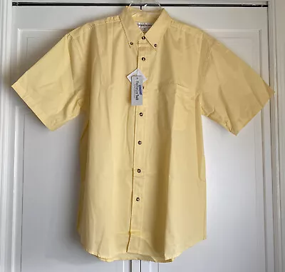 Sierra Pacific Yellow Short Sleeve Featherlite Cotton Twill Shirt S0281 Mens M • $11.99