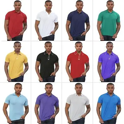 £6.99 • Buy Kruze Mens Polo Shirts Short Sleeve T Shirt Golf Work Casual Regular Plain Top