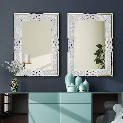 Crystal Diamond Wall Mirror Modern Decorative Sunburst Mirror Hallway Bedroom • £129.92