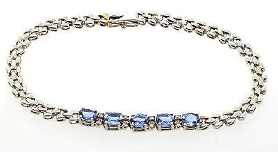 14K White Gold 2.20CT Diamond & Tanzanite Line Bracelet • £213.13