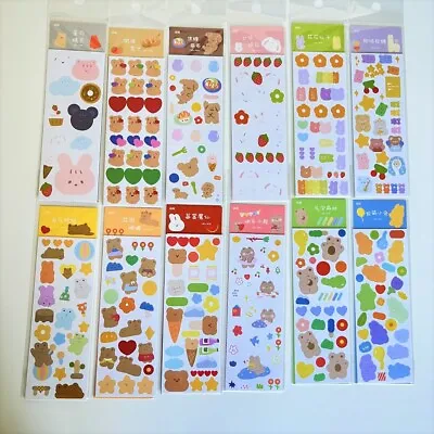 Kawaii Korean Japanese Bear Rabbit Scrapbooking Sticker Sheets Cute • £1.99