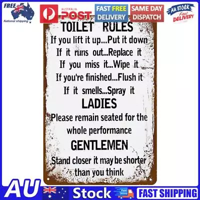 Vintage Toilet Rules Tin Wall Sign Bar Pub Bedroom Decorative Metal Plate Poster • $15.39