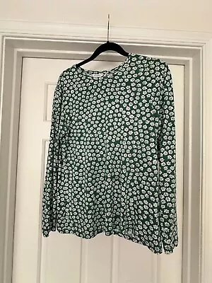 Marimekko ILOISESTI PUKETTIMERI Green Floral Print Long Sleeve T-Shirt Size XL • $29.99