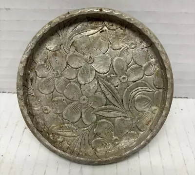 Vintage EVERLAST Hammered Forged Metal Coaster -Leaf And Flower Pattern • $9.95