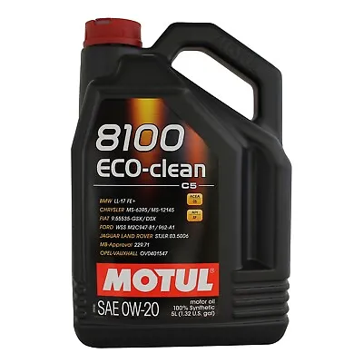 £58.95 • Buy Motul 8100 Eco-Clean 0w-20 0w20 Fully Synthetic Car Engine Oil - 5 Litres 5L