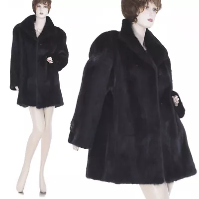 NEW! Elegant & Chic Genuine Black Mahogany Mink Fur Stroller Coat • $479