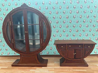 Bespaq Dollhouse Miniature Art Deco Dining Set In Walnut • $126