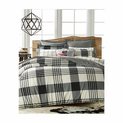 Martha Stewart Collection Helena Check Flannel Twin Sheet Set Black NWT Package • $19.99