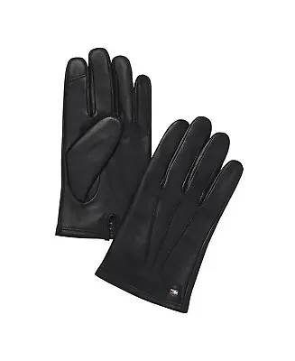 Tommy Hilfiger Men's Touchscreen Leather Gloves Black X-Large • $25