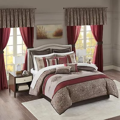 Madison Park Essentials Delaney 24-Piece Room In A Bag Comforter Set-Satin Jacqu • $314.45