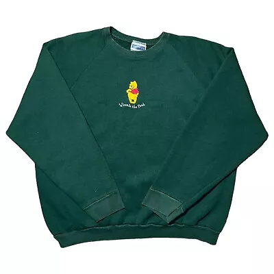 Vintage Winnie The Pooh Embroidered Crewneck Sweatshirt Disney Green Size XL • $18