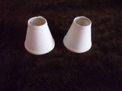 Cream Quilted Fabric Covered Mini Clip-on Lamp Shades--2 • $6