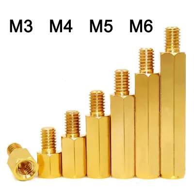 £1.63 • Buy M3 M4 M5 M6 Brass Hex Studs Column Spacer Motherboard Thread Pillar Male-Female