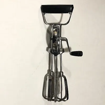 Vintage EKCO Stainless Manual Hand Mixer-Egg Beater Black Handle • $17