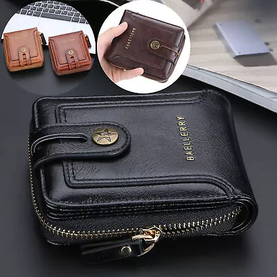 Men Vintage Leather Wallet ID Credit Card Holder Clutch Zipper Coin Bifold Gifts • $9.68